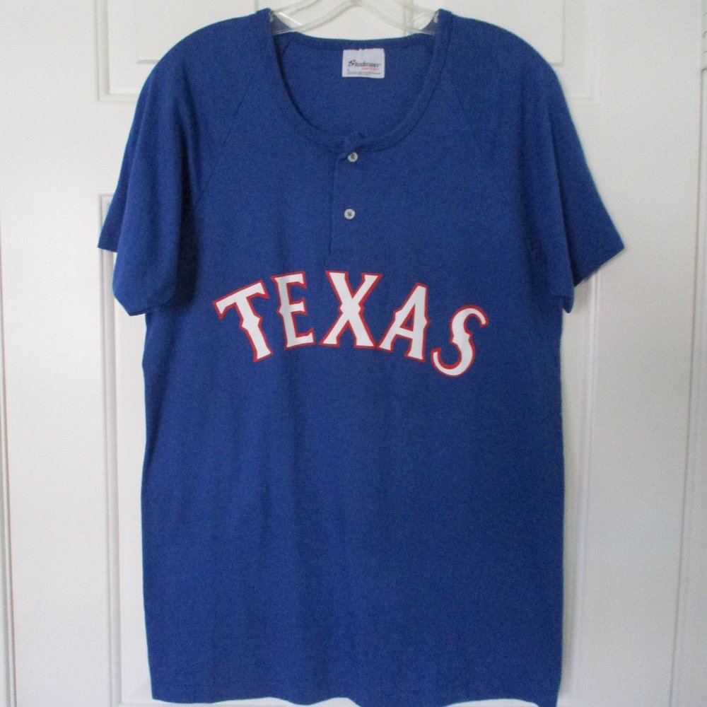 Mens S/S MLB Texas Rangers Baseball Henley Shirt NWOT - Size Small